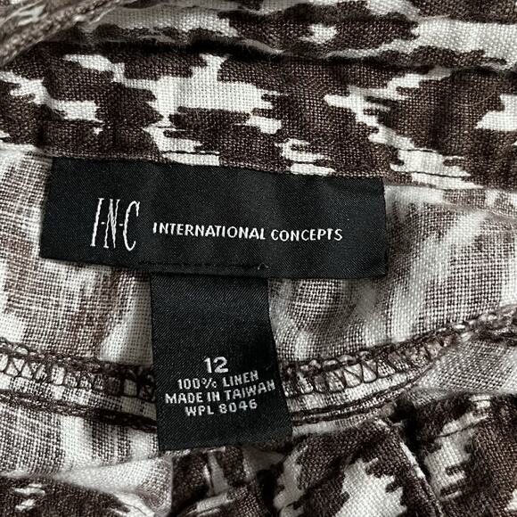 INC International Concepts Womens Linen Ankle Pant Size 12 Brown Vacay Resort - Picture 7 of 8
